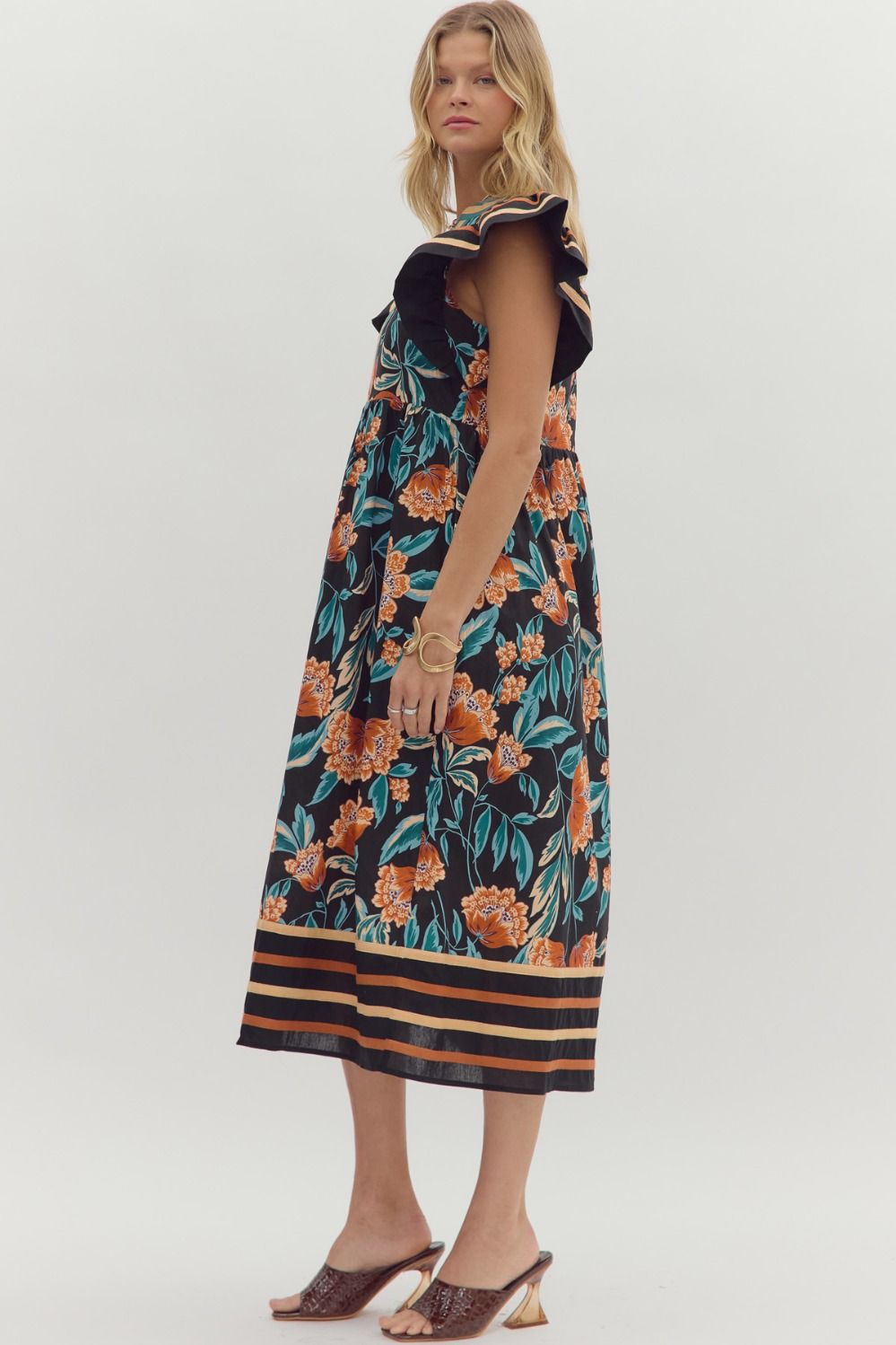 D27907 Floral Print Midi Dress