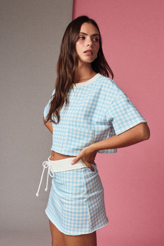 PX17902-4 Gingham Cropped Skort Set