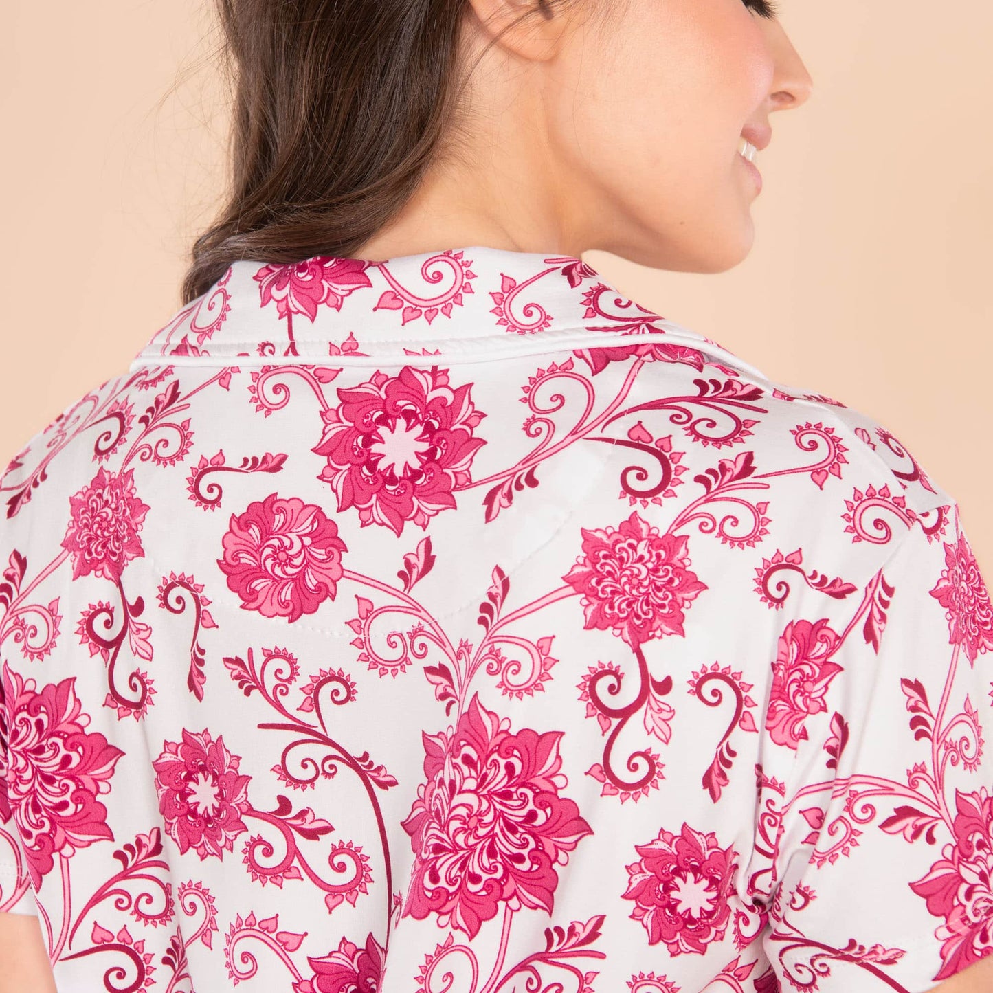 Tickled Pink Notch Collar Top