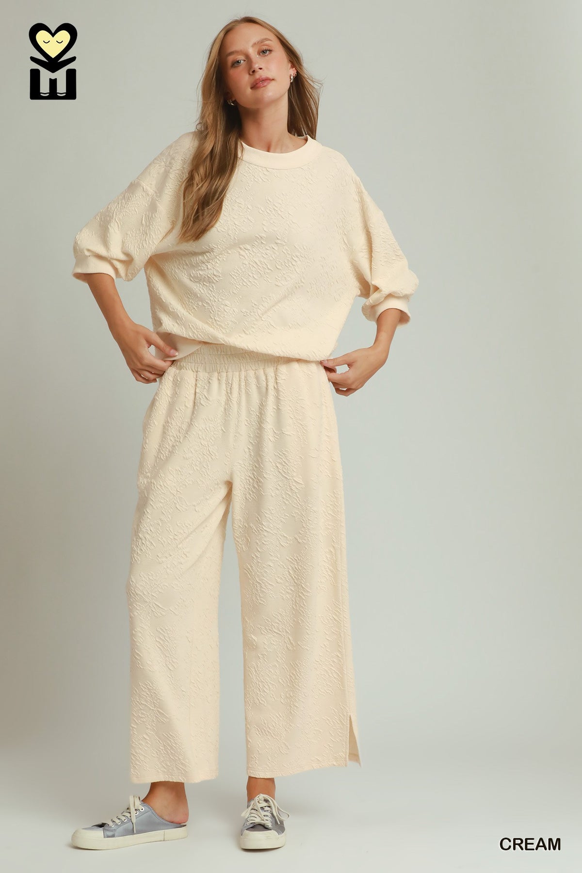 H1187-P Textured Jacquard Pants