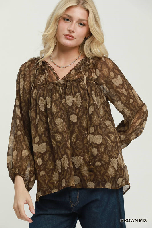 WD1175 Curvy Floral Print Top