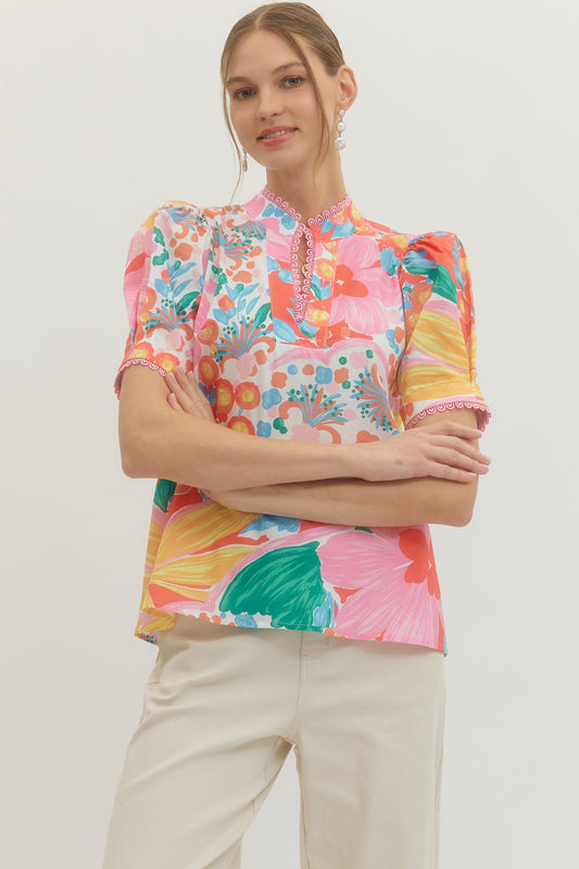 T29839 Floral Print Top