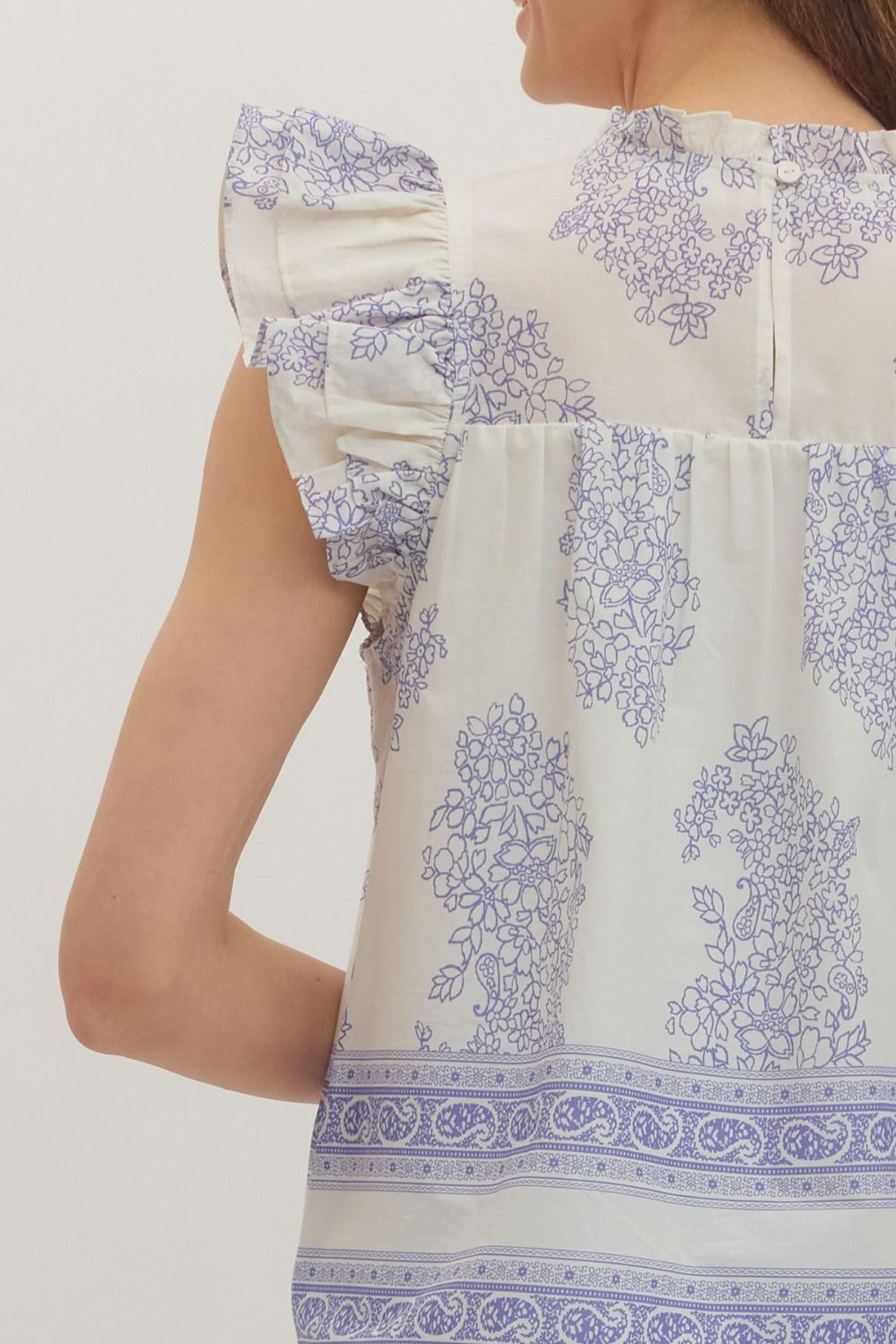 T30906 Botanical Border Print Top