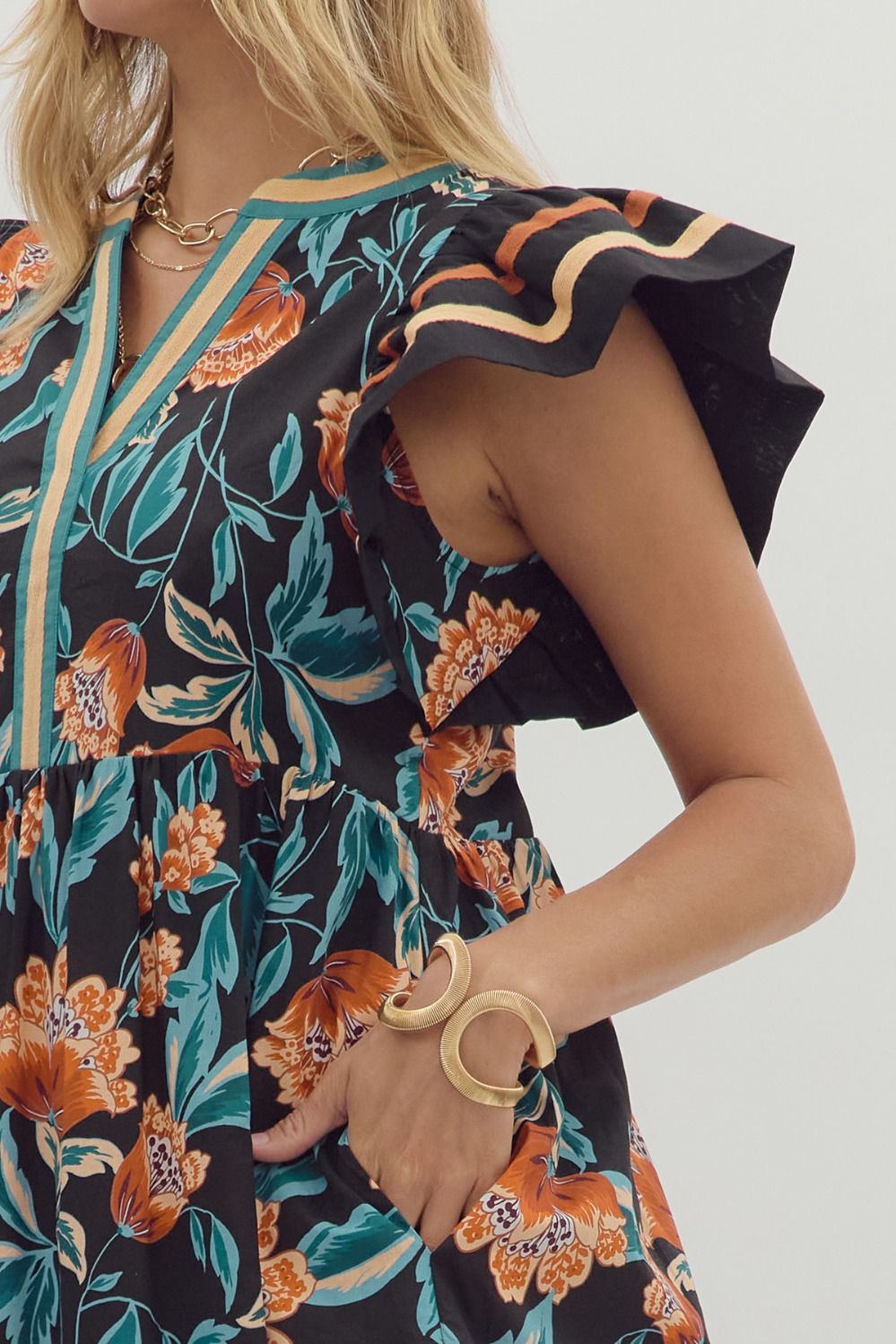 D27907 Floral Print Midi Dress