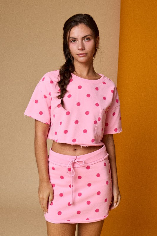 PX19692 Polka Dot Crop Top and Skort Set