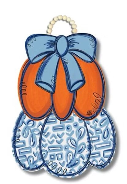 Chinoiserie Pumpkin Door Hanger