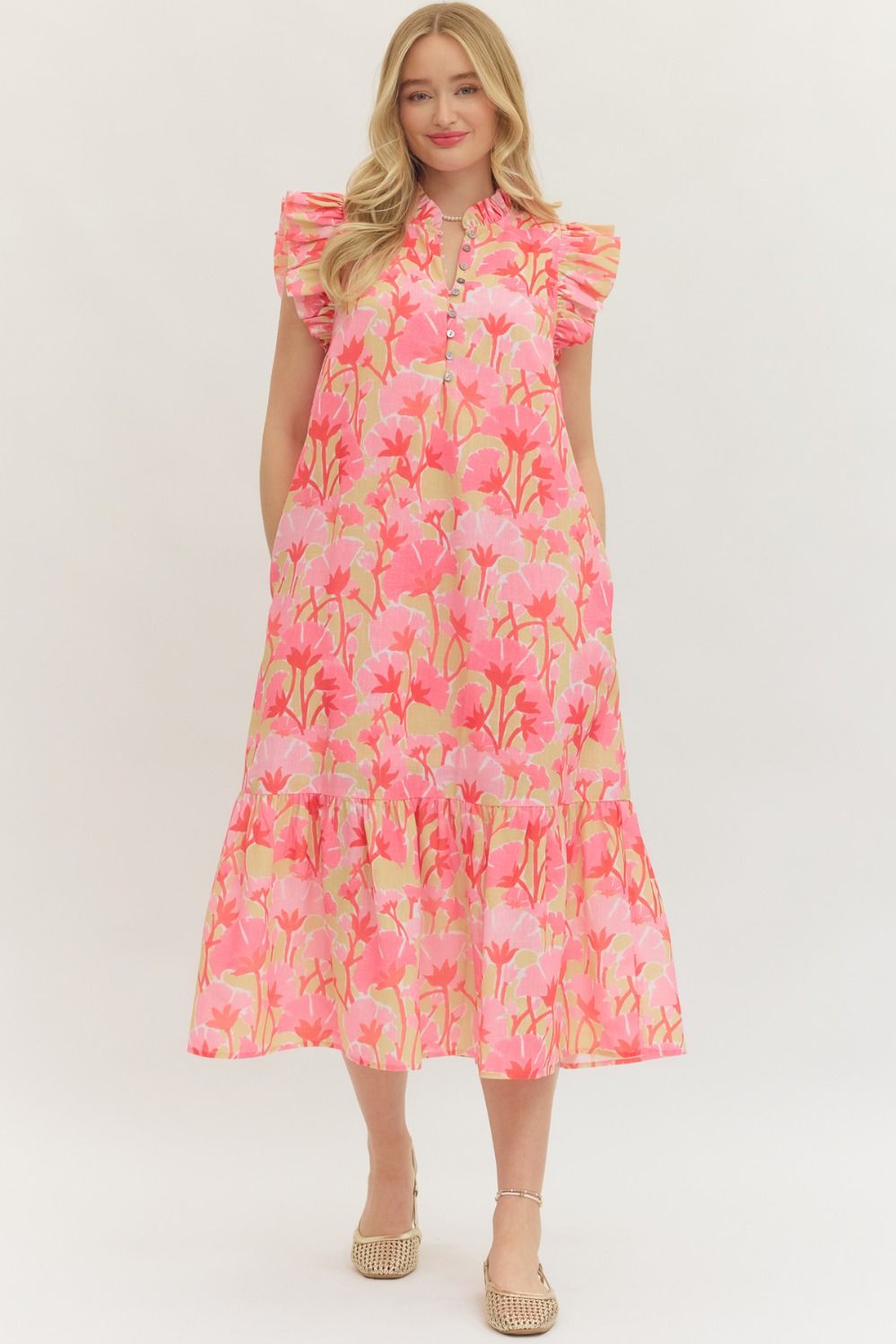 D30652 Floral Midi Dress