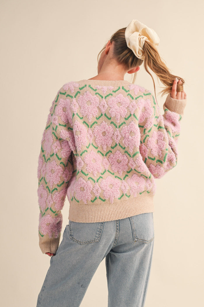 MSW11198 Fuzzy Floral Sweater