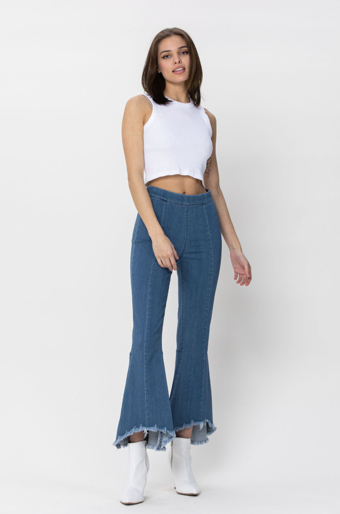 AB37189M High Rise Crop Flare Jeans