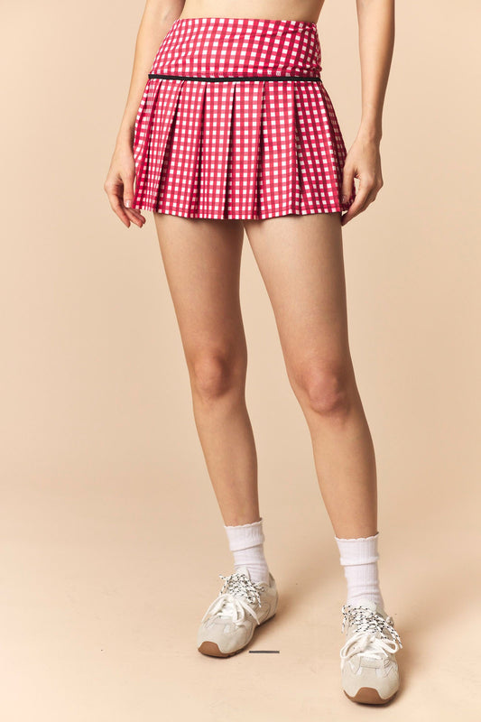 IKS300552-03 Gingham Pleated Skort
