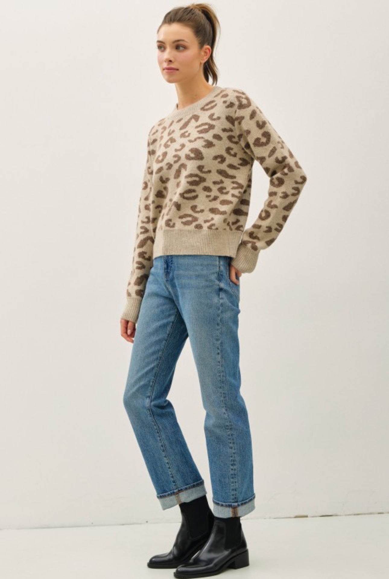 65064 Leopard Jacquard Sweater