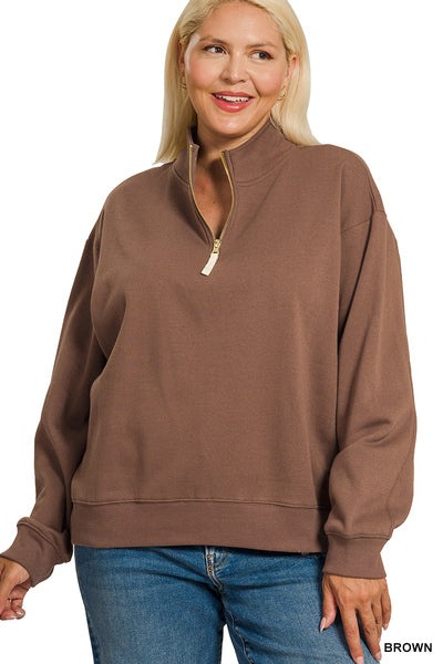 OT-4357X Curvy Fleece Half-Zip Sweatshirt