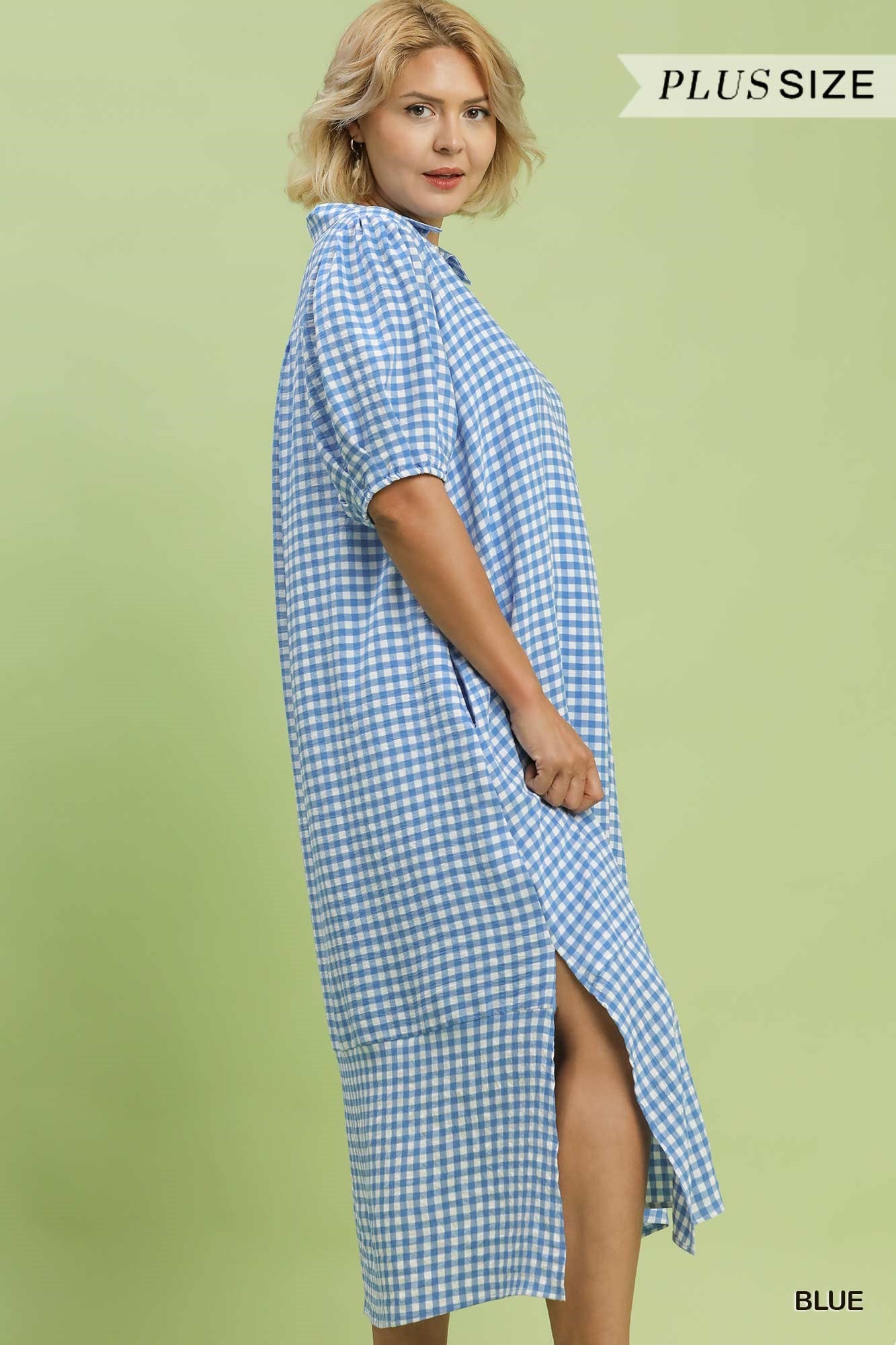 WC6338 Curvy Gingham Midi Dress