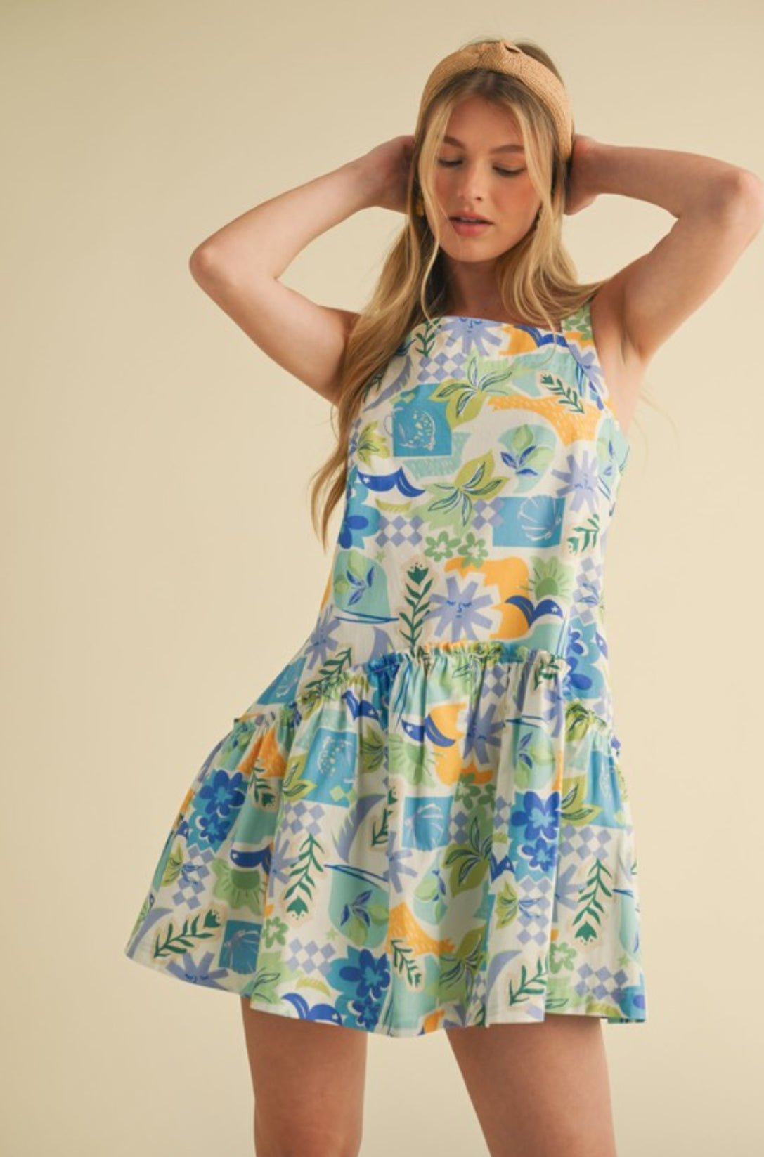 MDR3943 Tropical Print Dress