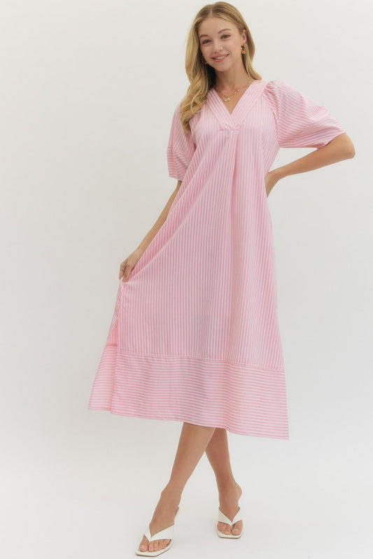 D27553 Stripe Textured Midi Dress