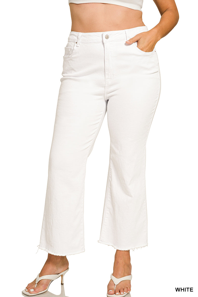 DMP-1847X5 Curvy High Waisted Frayed Hem Pants