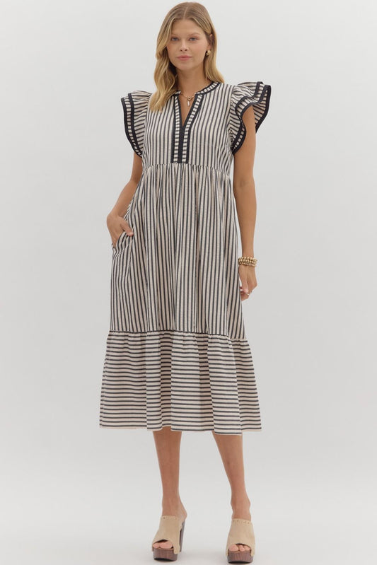 D26444 Textured Stripe Pattern Dress