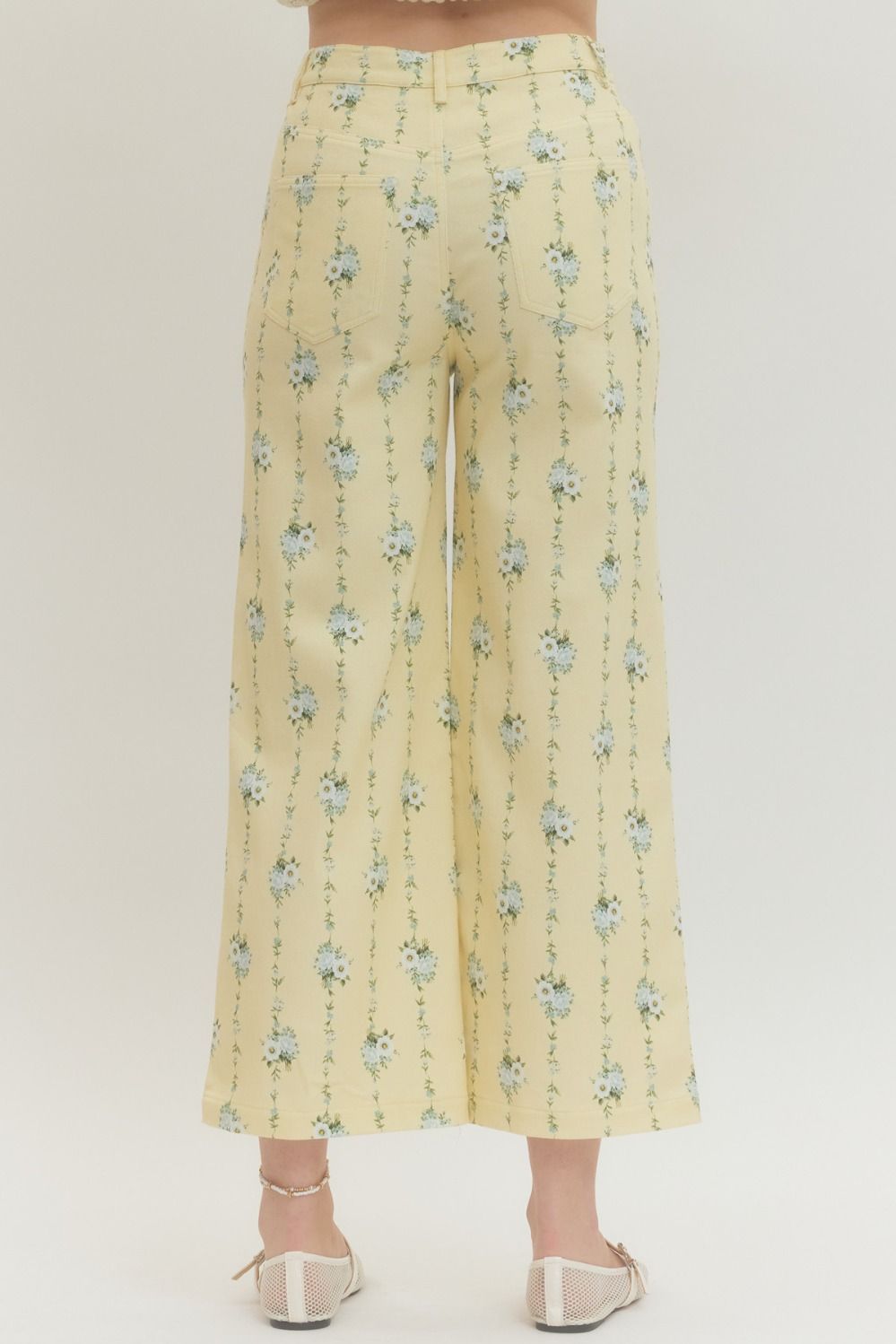 P30424 Floral Print Wide Leg Pants