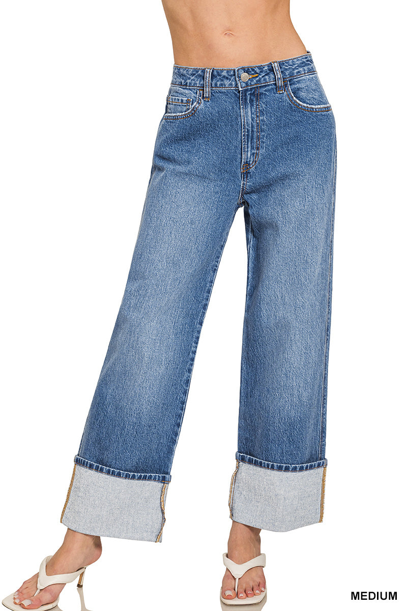 DTP-9583MM Cuffed Wide Leg Jeans