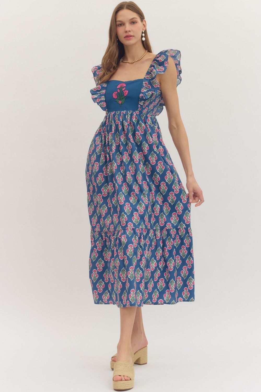 D29327 Botanical Print Midi Dress