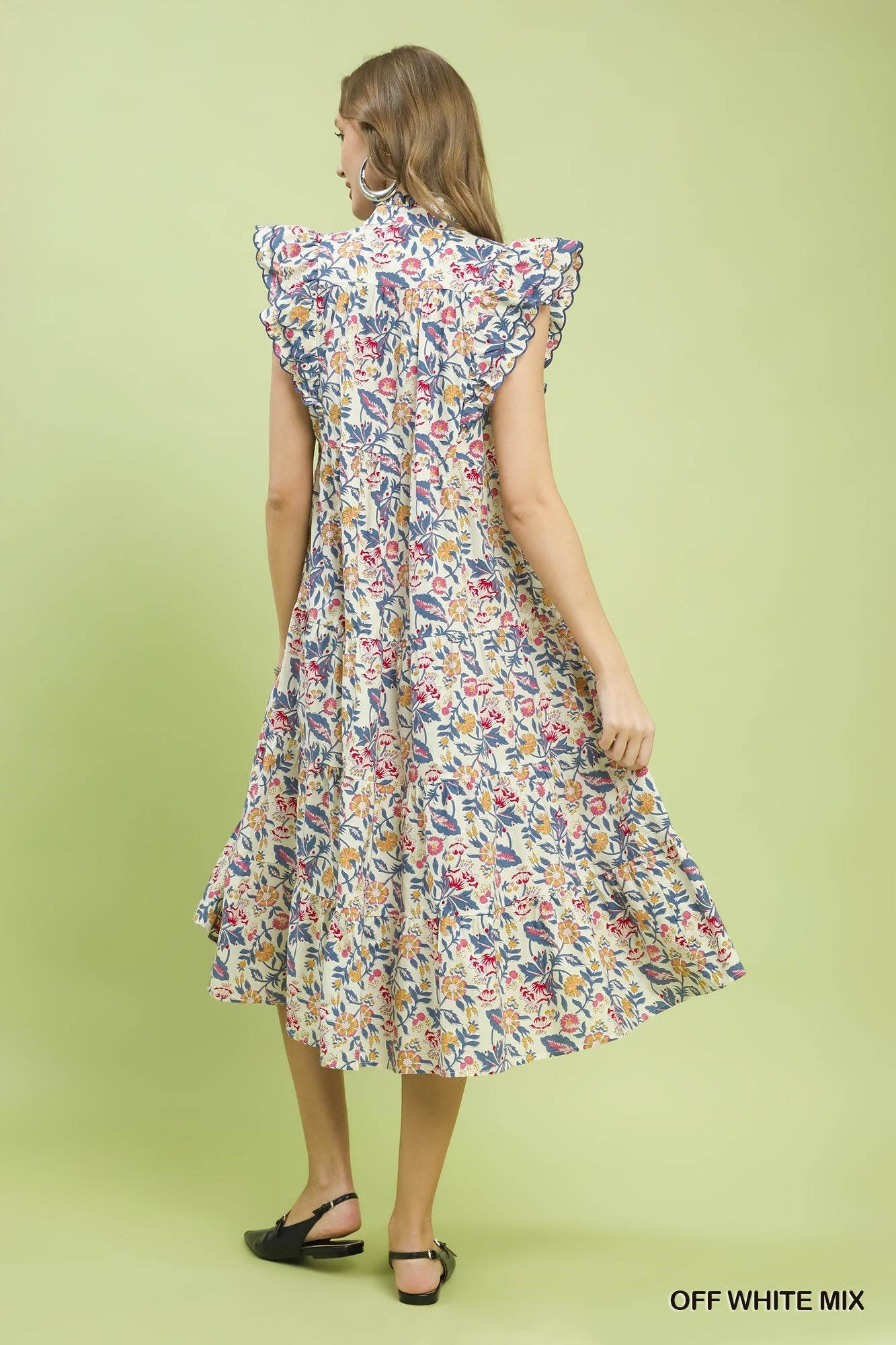 C4373 Floral Garden Print Maxi Dress