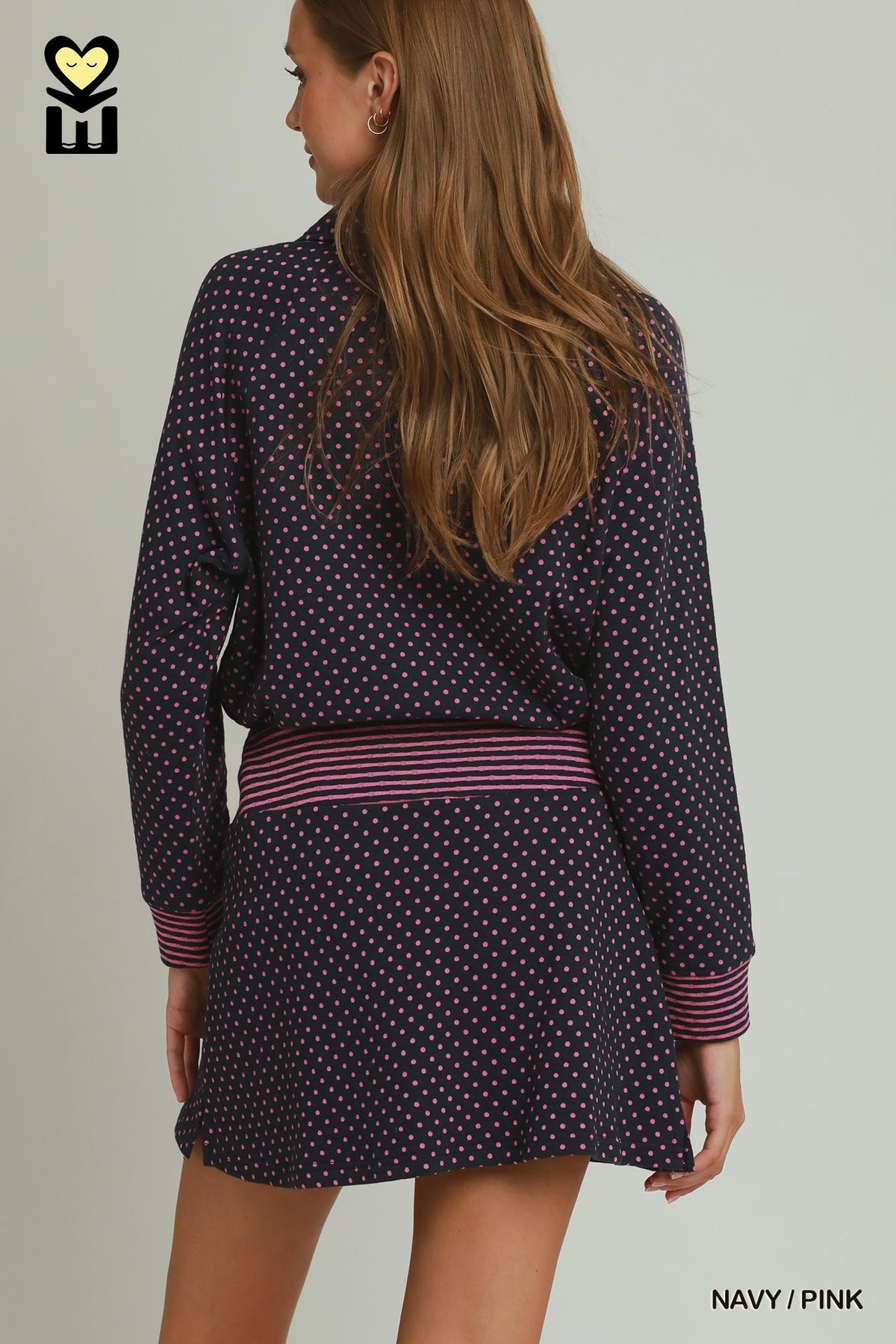 H1157 Polka Dot and Stripe Skort