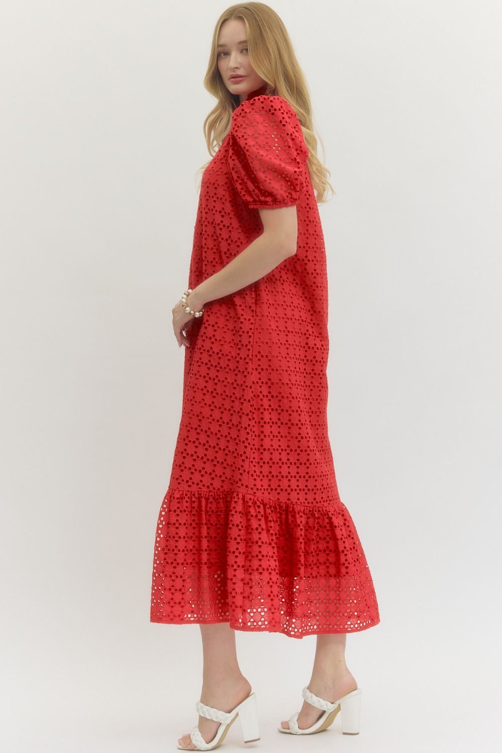 D29377 Eyelet Midi Dress