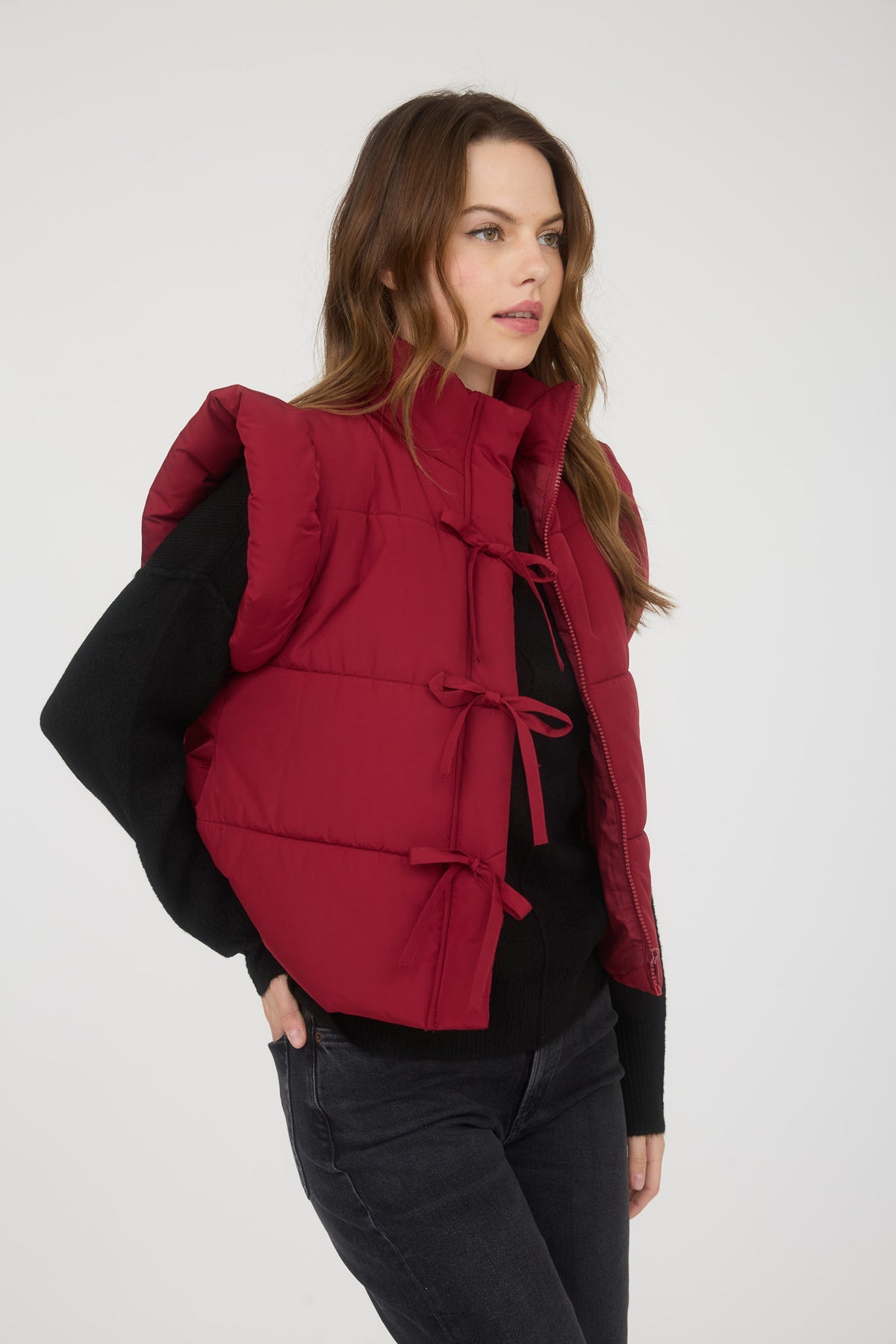 CR2685 Bow Detail Puffer Vest
