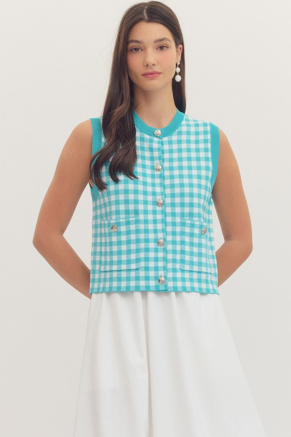 T30793 Gingham Sleeveless Top