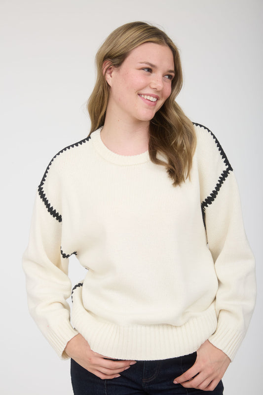 TW1987 Contrast Stitch Sweater