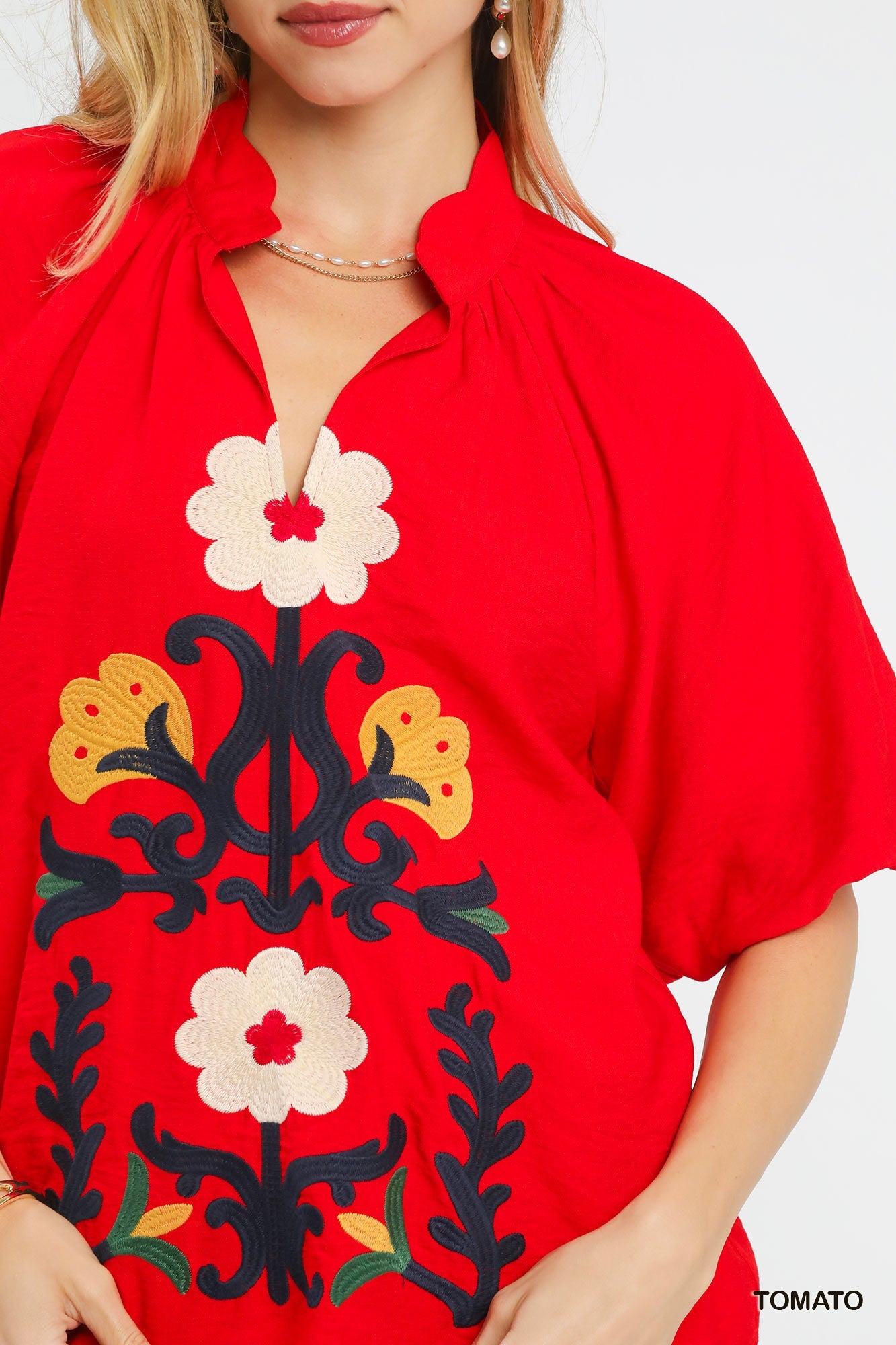 C5754 Embroidered Boho Top