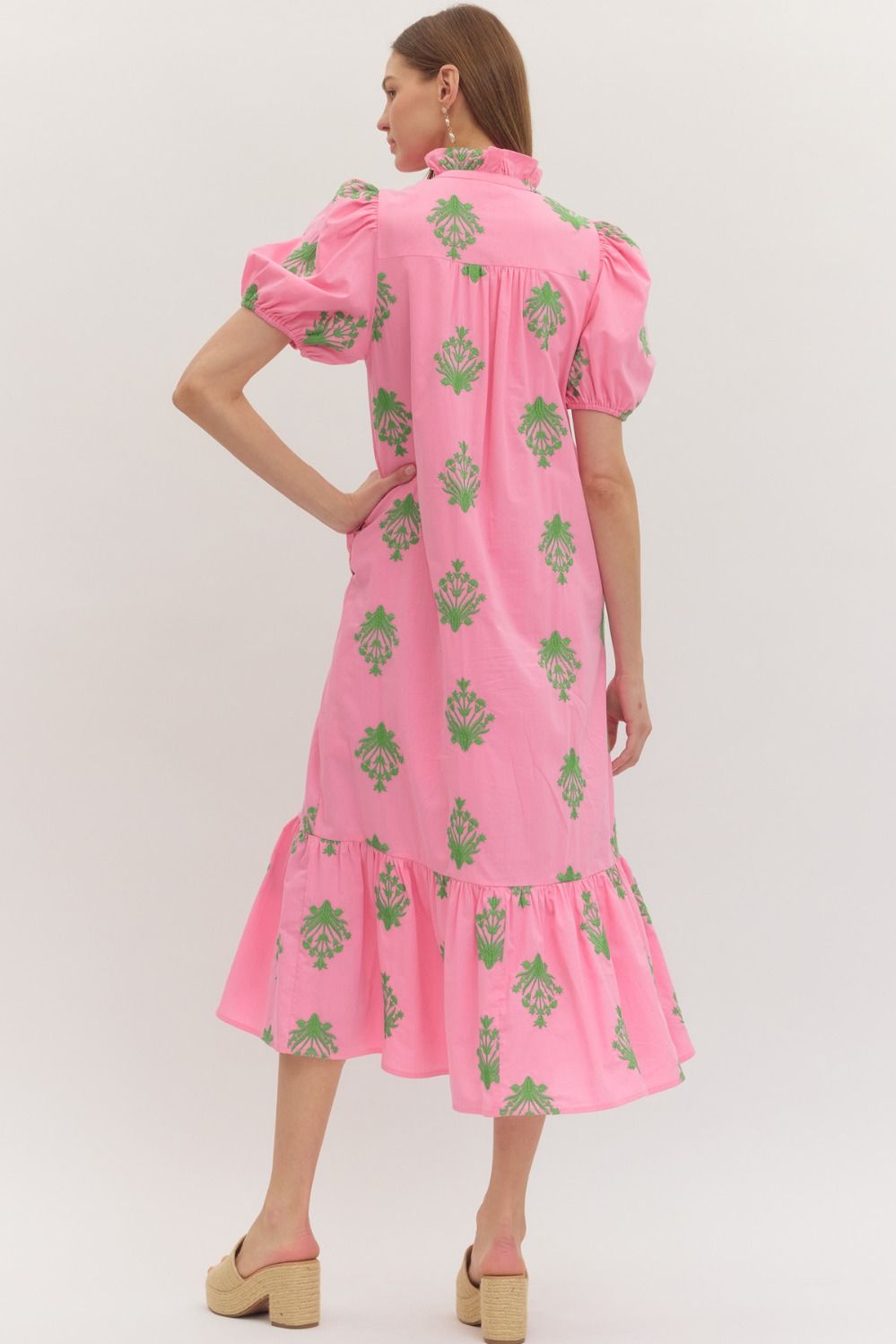 D30221 Embroidered Botanical Midi Dress
