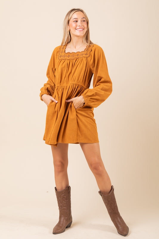 LD44183 Corduroy Mini Dress