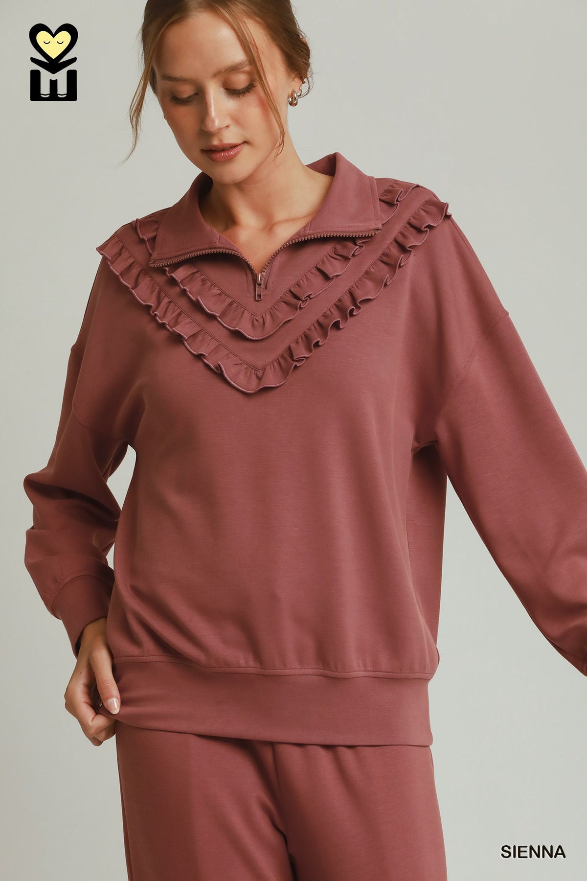H1034-T Luxeknit Quarter Zip Top