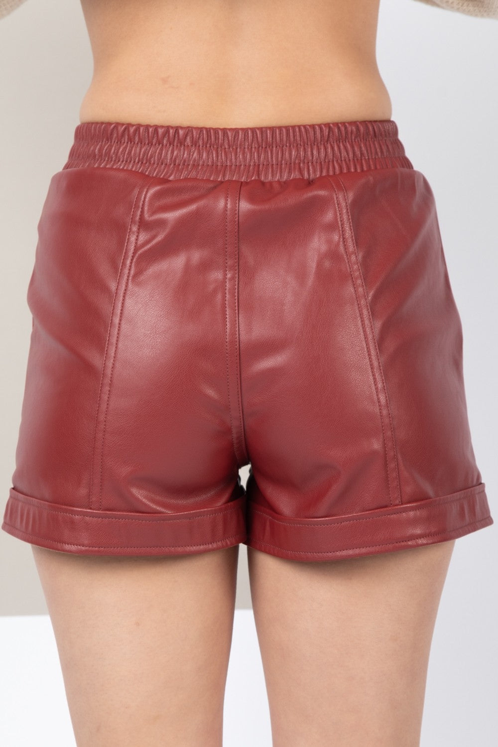 NP70281 Faux Leather Casual Shorts