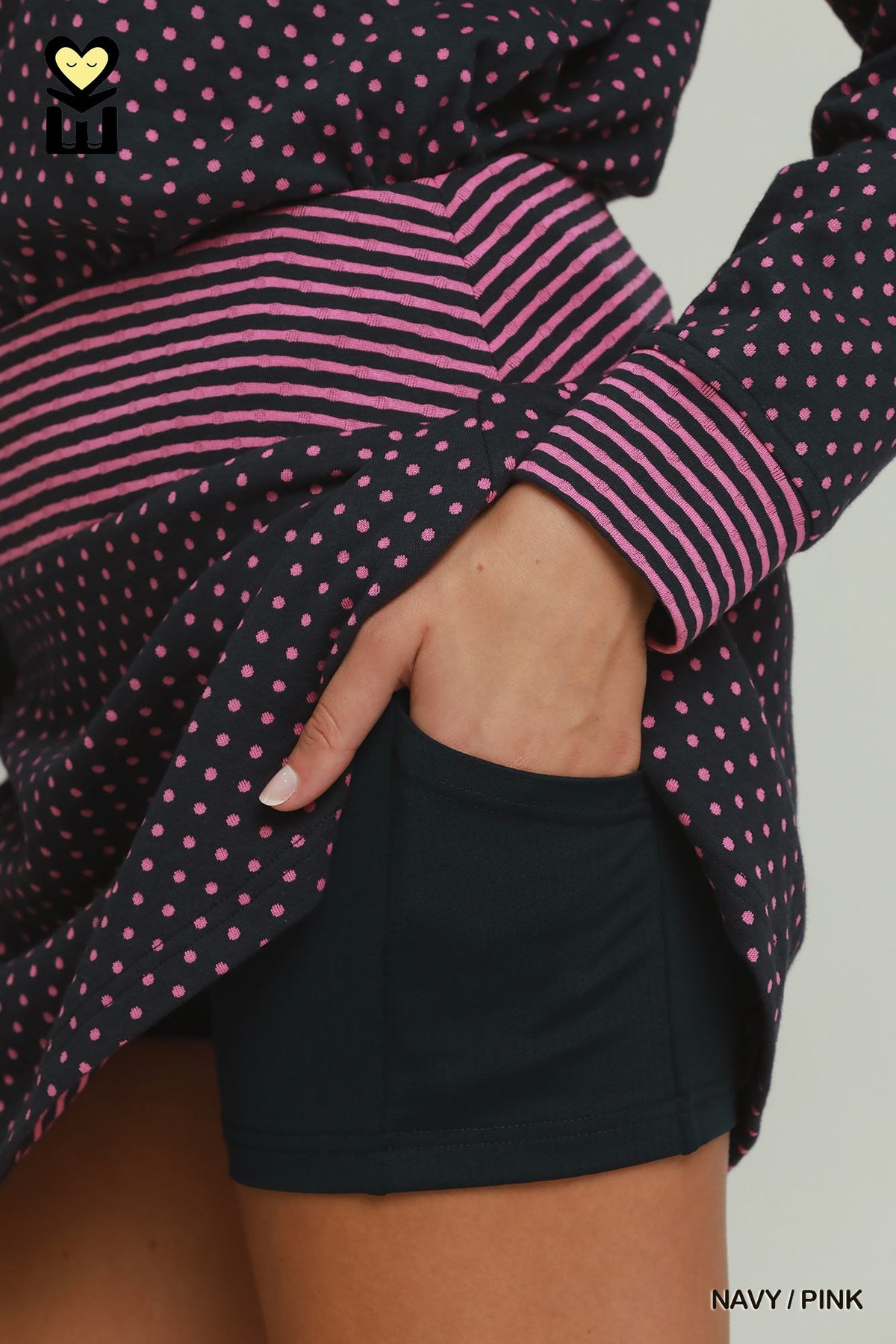H1157 Polka Dot and Stripe Skort