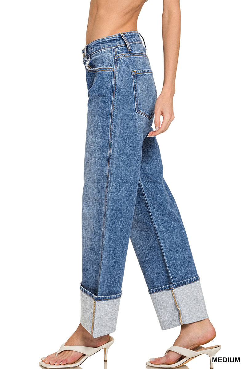 DTP-9583MM Cuffed Wide Leg Jeans