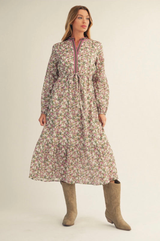 G15127 Tiered Floral Midi Dress