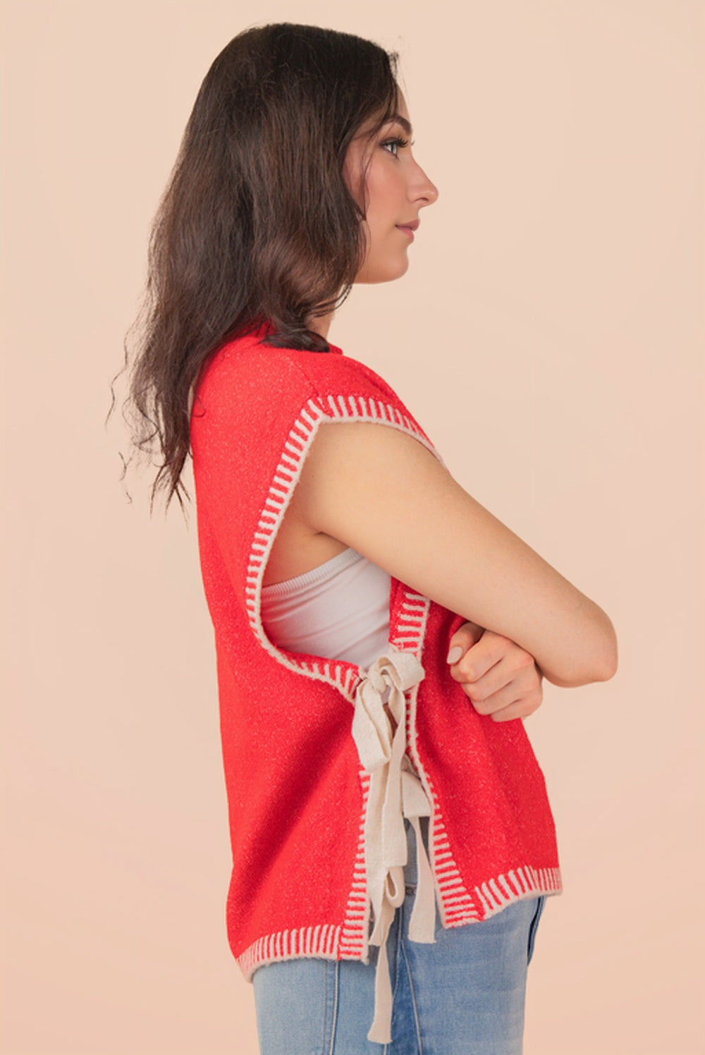 12W3547N Side Tie Sweater Vest