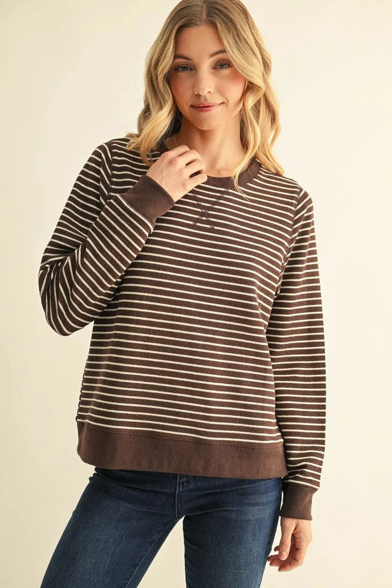 G16178 Textured Stripe Fabric Sweatshirt