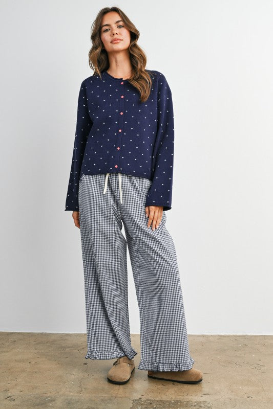 BMP8476 Striped Ruffle Hem Pants