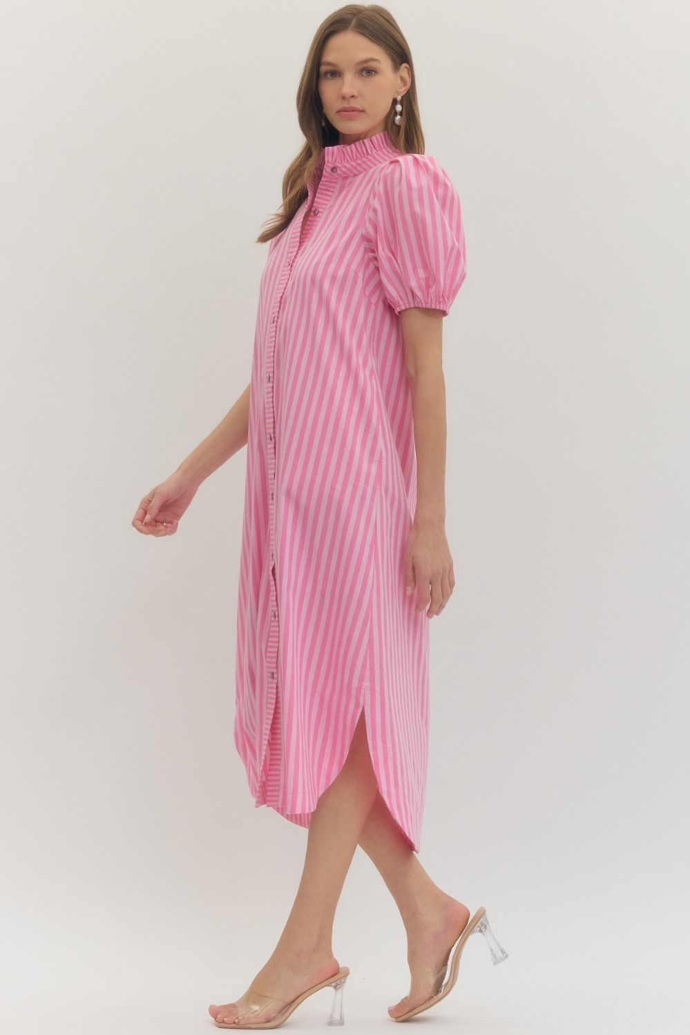 D27601 Stripe Print Midi Dress