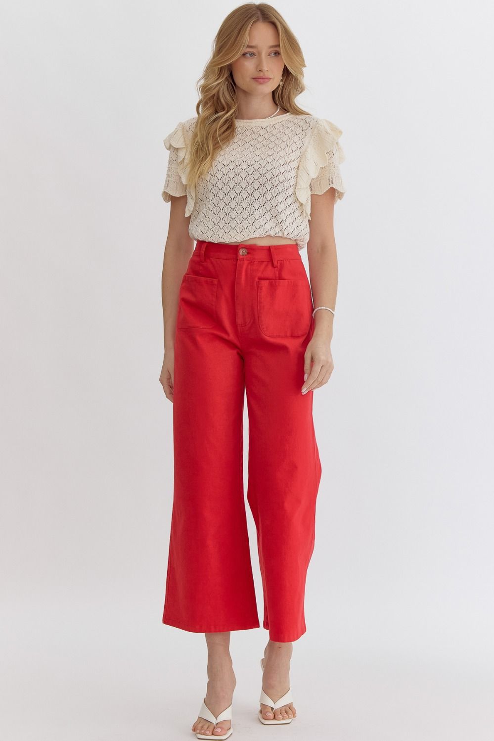 P23528 High Waisted Wide Leg Pants