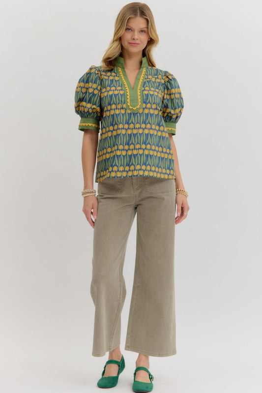 T27653 Floral Pattern Top
