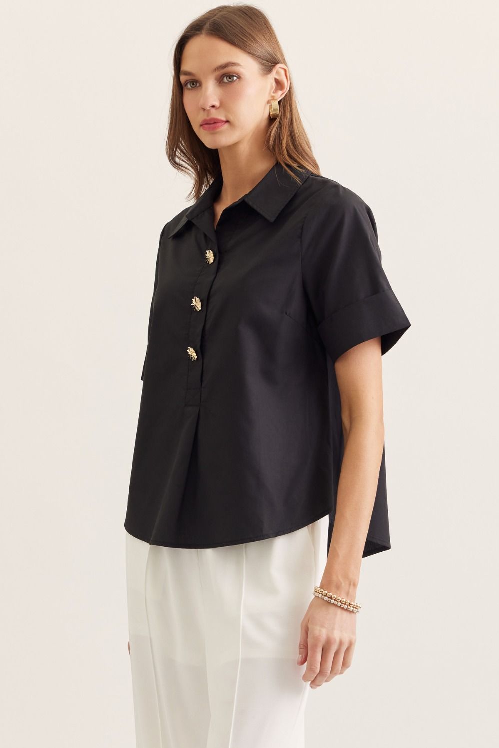 T29541 Solid Short Sleeve Top