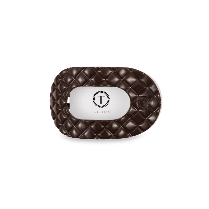 TELETIES Small Quilted Flat Round Hair Clip