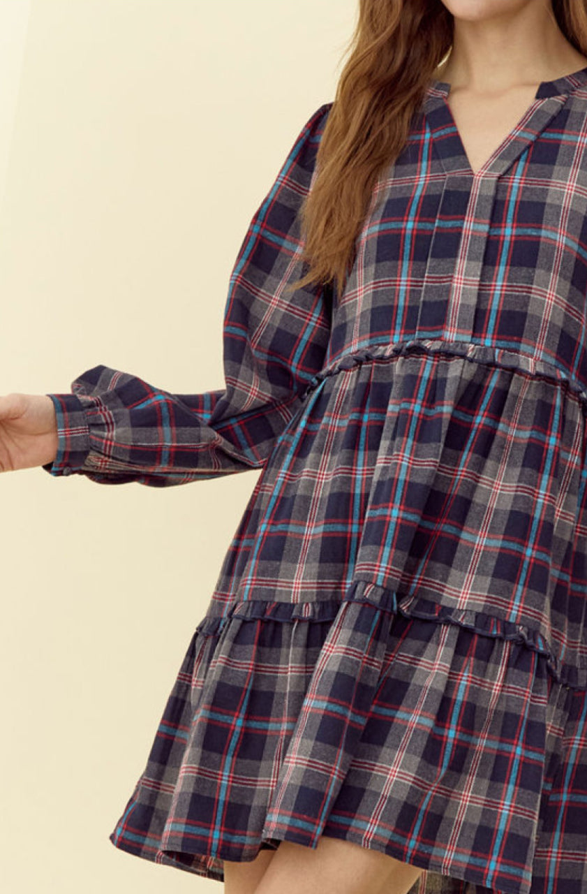 H11364 Check Print Dress