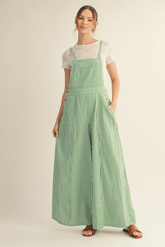 M50411 Wide Leg Striped Jumpsuit