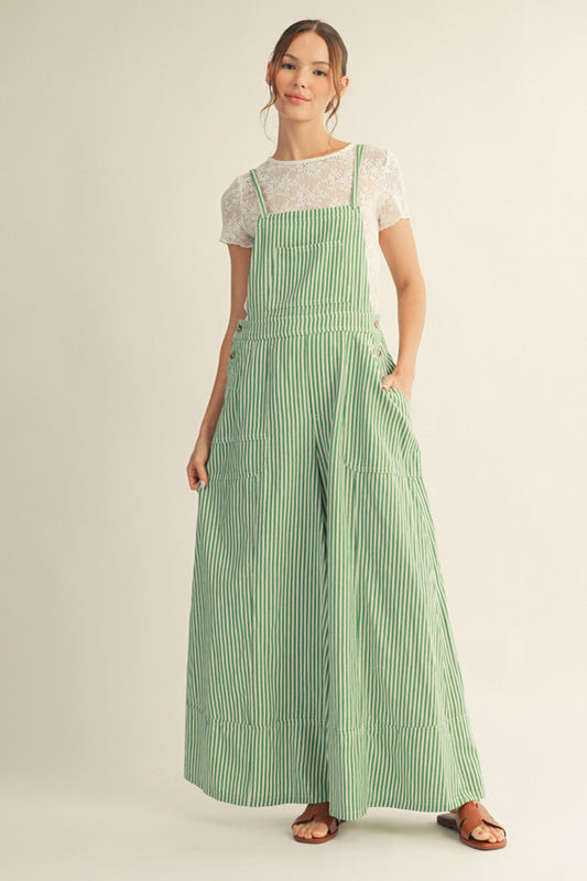 M50411 Wide Leg Striped Jumpsuit