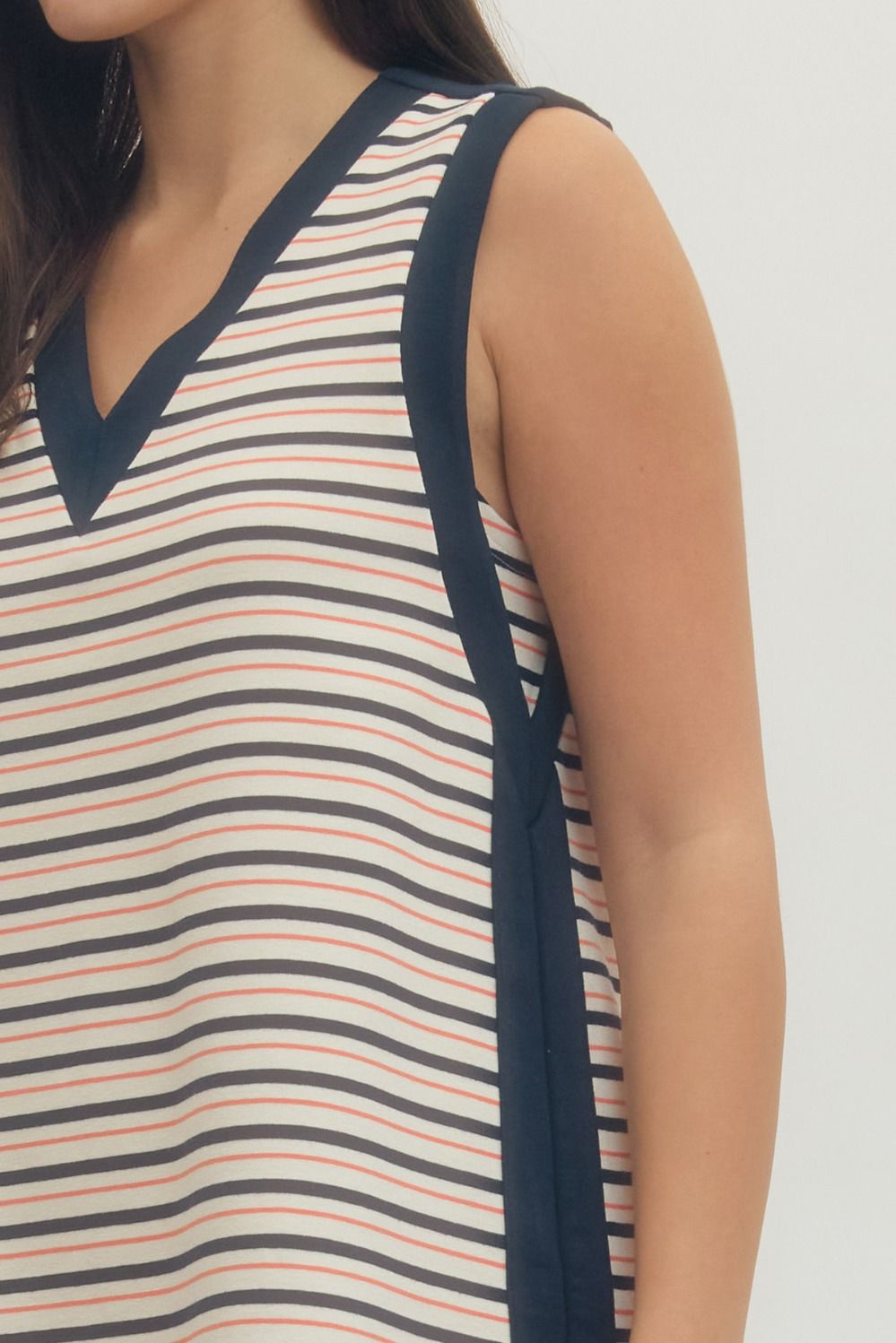 D29951 Striped Sleeveless Mini Dress